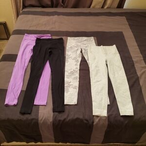 Athleta Girls Size 8-10 Leggings Bundle Gray Black Gray Camo Lavender Kids